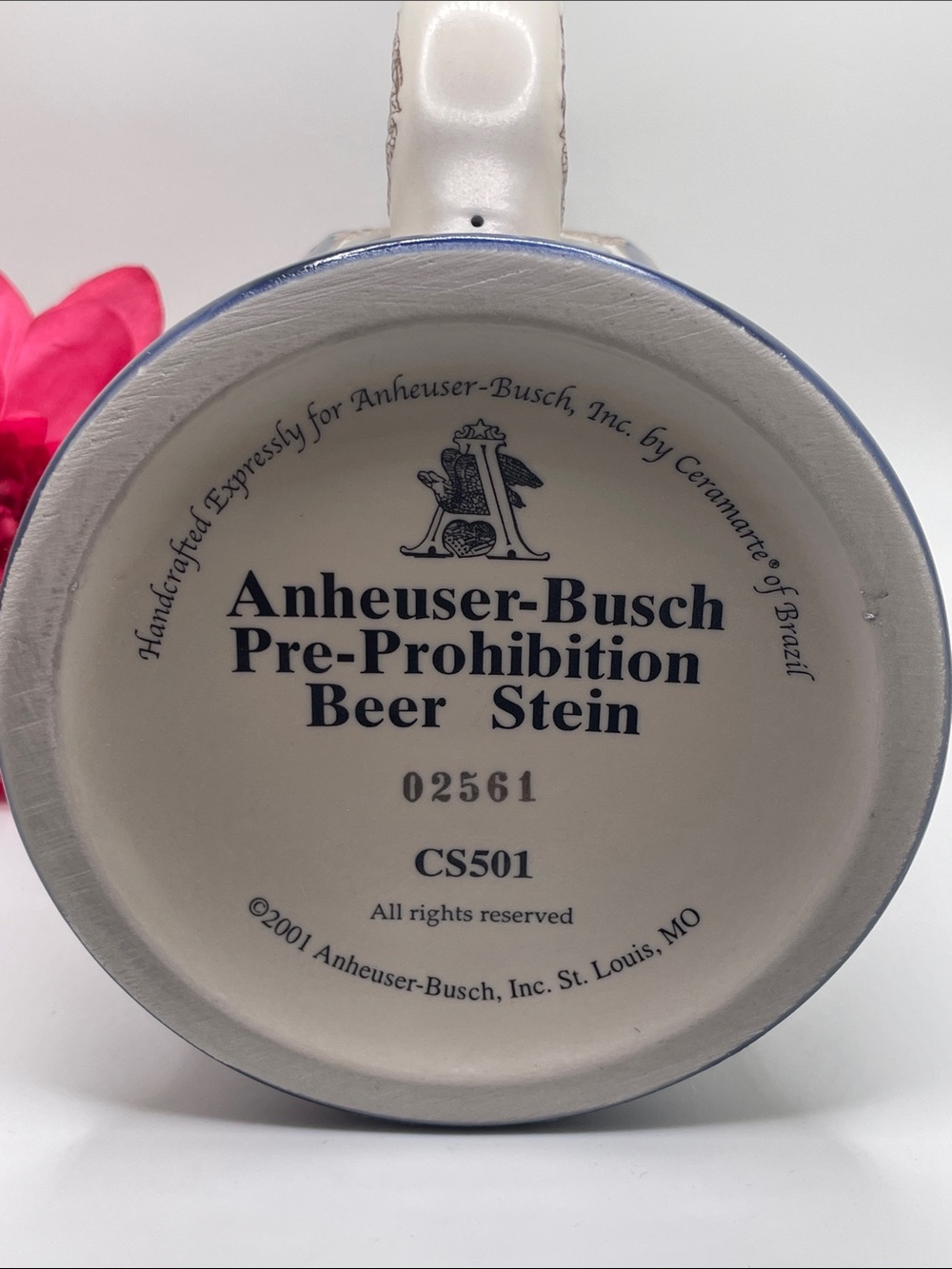 2001 Anheuser-Busch Pre-Prohibition Decorative Lidded Beer Stein - Picture 8 of 9